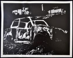 cca 1975 Magyar Alfréd: Mementó, feliratozott vintage fotóművészeti alkotás, 29x39 cm