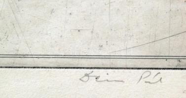 Deim Pál (1932- ): Kőszeg vára, rézkarc, papír, jelzett, 29×39 cm