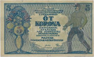 1919. 5K "MÁS TÖRVÉNYES..." előlapján gúnyrajz T:III