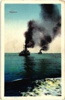 A K.u.K. flotta hadihajói manőver közben / Ships of the Austro-Hungarian Navy during maneuver (EK)