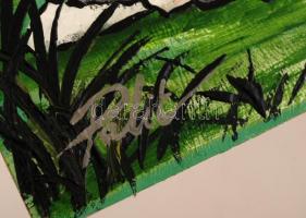 Palit jelzéssel: A gumimacik fája, olaj, farost, 50×40,5 cm