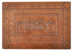 1970 "Társláda AD 1819" feliratú dekoratív réz láda fa belsővel, "a társadalombiztosí...