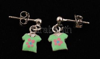 Ezüst tűzzománc fülbevaló,  Ag., br.:2gr., jelzett /Silver earrings,  Ag. gross: 2gr, marked