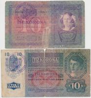 1904. 10K + 1915. 10K mindkettő "Bihar Vármegye Érköbölkút Község 1910" felülbélyegzéssel T:III-,IV ragasztott