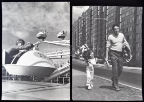 cca 1980 Budapesti életképek, Balásy Pál 5 db feliratozott, nagyméretű, vintage fotója, 40x30 cm és 39x25 cm közötti méretekben
