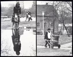 cca 1980 Budapesti életképek, Balásy Pál 5 db feliratozott, nagyméretű, vintage fotója, 40x30 cm és ...