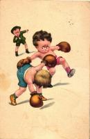 Boxing match, children, Amag No. 099 (EK)