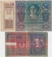 1904. 10K + 1914. 50K  mindkettő hamis "Montenegro" bélyeggel és bélyegzéssel (fake overpr...