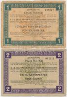 Montenegró / Császári és Királyi Katonai Közigazgatás 1917. 1P + 2P T:III- Montenegro / Army Administration 1917. 1 Perpera + 2 Perper C:VG