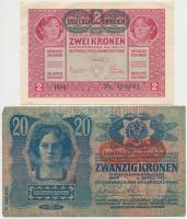 1913. 20K + 1917. 2K mindkettő "Deutschösterreich" és "Sopron Vármegye Fertőrákos Köz...