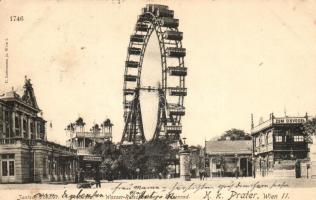 Vienna, Wien II. K.k. Prater, Jantsch-Theater, Riesenrad, Prohaska, Wasser Rutschbahn / ferris wheel, amusement park