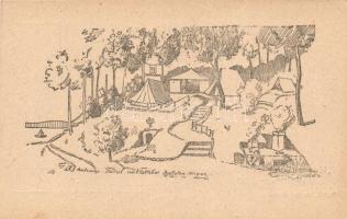 1922 Balatonaliga, Hatvani Turul Cserkésztábor, 91. HT. lev. lap sorozat I. / Hungarian scout camp s: Piczek Zoltán