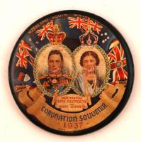 VI. György(1936-1952) koronázásának emlékére kiadott kis szuvenír tükör, d: 6 cm