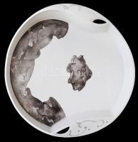 Dobány Sándor teáskészlet: csésze (m: 8 cm), kis kiöntő (m: 5,5 cm), cukortartó (m: 4 cm), kínáló tá...