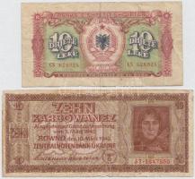 Vegyes: Albánia 1957. 10L + Ukrajna / Német megszállás 1942. 10K T:III Mixed: Albania 1957. 10 Lek + Ukraine / German occupation 1942. 10 Karbowanez C:F