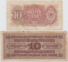 Vegyes: Albánia 1957. 10L + Ukrajna / Német megszállás 1942. 10K T:III
Mixed: Albania 1957. 10 Lek ...