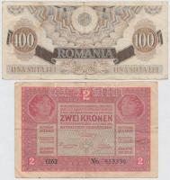 1917. 2K román felülbélyegzéssel + Románia 1947. 100L T:III
Hungary 1917. 2 Korona with Romanian ov...