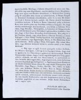 1806 Kultsár István röplapja, melyben a Hazai Tudósítások c. lap létrejöttét közli, megadja programj...