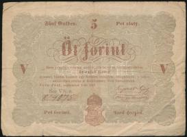 1848. 5Ft "Kossuth bankó" vörösesbarna T:III