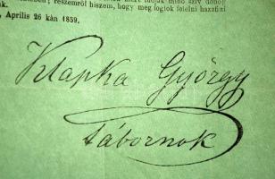 1859 Klapka György tábornok röpirata, toborzási felhívása, melyben a francia és olasz seregekhez val...