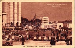 1937 Paris, Exposition Internationale, Vue Generale - Place de Varsovie / International Exhibiton, General view - Warsaw square, NS flag (EB)