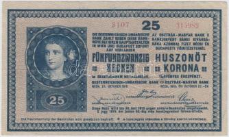 1918. 25K "3107" 3mm, hullámos hátlap, "Mohács Város Pénztári Hivatala 1919" felülbélyegzéssel T:III