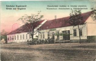 Bogáros, Bulgarus; Abendschein áruház, Községi népiskola, kiadja Nik. Abendschein / shop, school (EK)