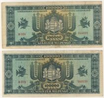 1946. 100.000MilP (2x) mindkettőnél elcsúszott elő- és hátlapi nyomatok T:II,III