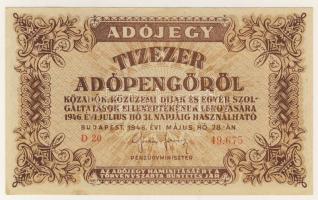 1946. 10.000AP lecsúszott sorszámmal + egyes betűk festékhiányosak T:II+ Csak egyszer hajtva!