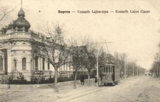 Sopron, Kossuth Lajos utca, villamos, kiadja Blum Náthán és fia