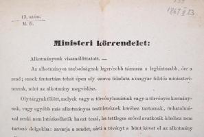 1867 gróf Andrássy Gyula miniszterelnök körrendelete nemzeti jelképek iránti védelemről, illetve azo...