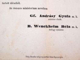 1867 gróf Andrássy Gyula miniszterelnök körrendelete nemzeti jelképek iránti védelemről, illetve azo...