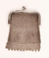 Kis színházi ezüst(Ag) mini pénztartó táska, jelzett, 8x6 cm, 30,6 g