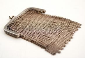 Kis színházi ezüst(Ag) mini pénztartó táska, jelzett, 8x6 cm, 30,6 g