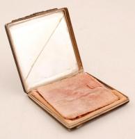 Ezüst(Ag) púdertartó, belsejében tükörrel, jelzett, 7x6,5 cm, br: 79 g