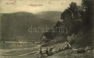 Ruttka, Vrútky; Vág-parti részlet, kiadja Schulz Ármin / river bank