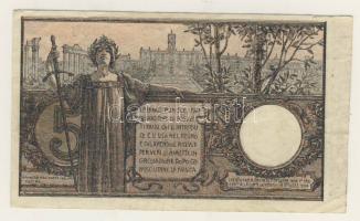 Olaszország 1923. 5L hátoldalon részleges kettősnyomat T:II+ Csak egyszer hajtva, törve nem!