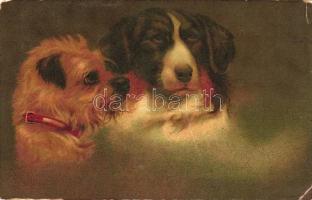 Dogs, Wenau-Pastell Postkarte No. 944. litho (small tear)