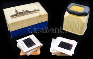 Diaskop 2 szovjet dianéző, 22 db leningrádi látképpel, saját dobozában, jó állapotban