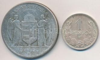 1930. 5P Ag "Horthy jobbra" + 1939. 1P Ag T:3,2
Adamo P6,P8