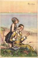 Italian art deco postcard, Anna & Gasparini 651-2  s: Busi (fa)