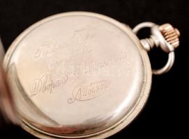 XIX: sz. vége: Pavel Bure, Moszkva duplafedelű ezüst zsebóra. Sorszámozott. Fedelén kék zománc címer...