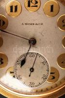 H. Moser and Cie. jelzett duplafedeles 14K arany zsebóra, fehérarany szerencsepatkóval, benne 6 db 0...