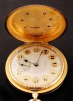 H. Moser and Cie. jelzett duplafedeles 14K arany zsebóra, fehérarany szerencsepatkóval, benne 6 db 0...