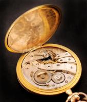 H. Moser and Cie. jelzett duplafedeles 14K arany zsebóra, fehérarany szerencsepatkóval, benne 6 db 0...