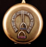 H. Moser and Cie. jelzett duplafedeles 14K arany zsebóra, fehérarany szerencsepatkóval, benne 6 db 0...