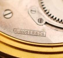 H. Moser and Cie. jelzett duplafedeles 14K arany zsebóra, fehérarany szerencsepatkóval, benne 6 db 0...