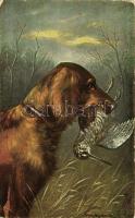 Hunting dog with bird, W.S.S.B. 6916-4. s: Aug. Müller (EK)