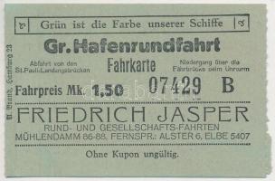cca 1930 Gr. Hafenrundfahrt jegy, 6x9cm