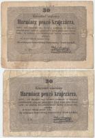 1848. 5Ft "Kossuth bankó" vörösesbarna, barna (3x) + 1849. 30kr "Kossuth bankó" ...
